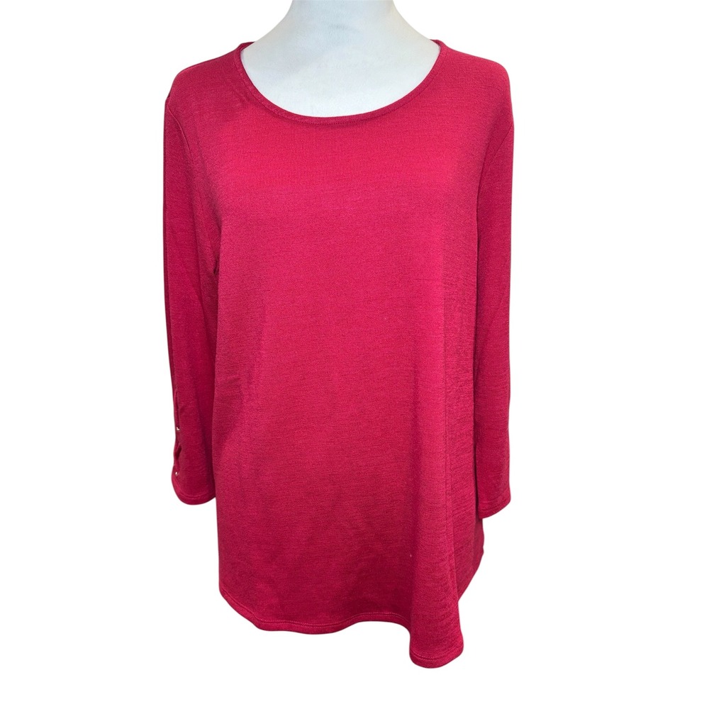 Chico's NWT Botanical‎ Rose Supremely Soft Lace Up 3/4 Sleeve Sweater 2 Large 12